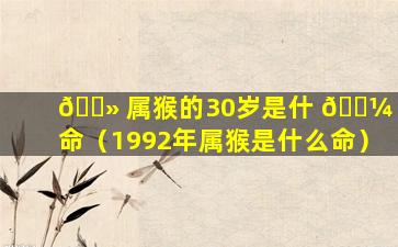 🌻 属猴的30岁是什 🌼 么命（1992年属猴是什么命）